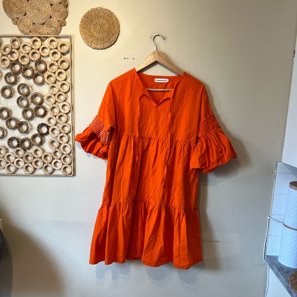 Metamorphosis girl size medium (large) orange tier midi dress… - Picture 5 of 7